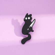 Black Cat Enamel Brooch Custom Decorative Brooches Ornaments Lapel Bag Badges Jewelry Gifts 2025 New Style Pin For Clothes Bag Charm School Kpop Backpack Teacher Supplies Bag Charms Cute Office Accessories Shirts Jacket Christmas Halloween Autumn-Winter Accessories,Suitable For Teens, Youth,Men,Casual, Outdoor, Athletic, Vacation, Graduation Gifts, Birthday, Daily Wear Clothes Pin Funny Teacher Gifts - 黑色 - 查看 4