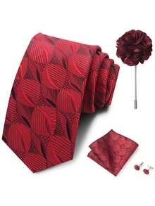 4pcs Set - Men's Tie, Pocket Square, Essential Accessories For Business Formal Attire And Formal Occasions - Color Mixing - View 5