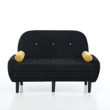 Sofas & Couches - Black + Corduroy + Foam + Iron + Plastic + 2 Seat + Foam-1 - View 2