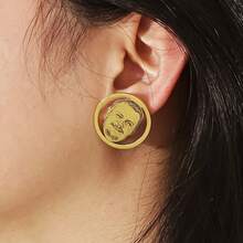 Custom Photo Earrings, Personalized Image 304 Stainless Steel Earrings, Men's Jewelry, Daily Wear, Ideal For Couples, Family, Anniversary Gift - Gold - View 7