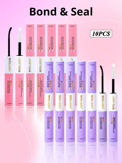  RITALASH Waterproof Eyelash Glue (10 Pcs), 2 In 1 Long-Lasting Lash Bond & Seal Glue, Sweat-Proof Eyelash Extension Lash Glue For Cluster Lashes, Waterproof Clusters Lashes