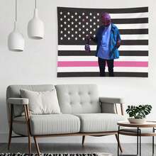 Tyler Music Album Cover The Creator Hip Hop Tapestry,Funny Polyester Tapestry Wall Hanging Art Poster Artistic Party Backdrop For College Dorm, Bedroom, Living Room, And Celebration Decorations - Black 1pc - View 6