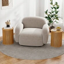 Round Fluted Nightstand, Mid Century Modern Tall Side Table With Storage, End Table With Sliding Tambour Doors, Adjustable Shelf, Small Wood Bedside Table For Bedroom,Living Room,Office - Mustard Yellow - View 4