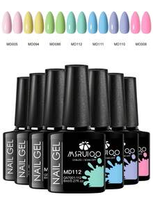7支/套 8毫升马卡龙色凝胶指甲油套装，持久耐用，不含铅、HEMA和TPO，可卸除UV凝胶指甲油，适合夏季美甲、DIY美甲设计，美甲沙龙和家庭使用皆宜。 - 彩色 - 查看 11