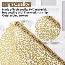 Round Gold Placemats Sets Of 6 PVC Table Mats Set Gold Washable Heat Resistant Vinyl Table Mats 38x38cm For Kitchen - Flower - View 3