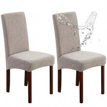 Genina Juego de 2 fundas de silla 100% impermeables para comedor fundas grandes para sillas de comedor protectores elásticos para sillas de cocina para el hogar restaurante tamaño grande hs - Grande-2 piezas - Ver 1