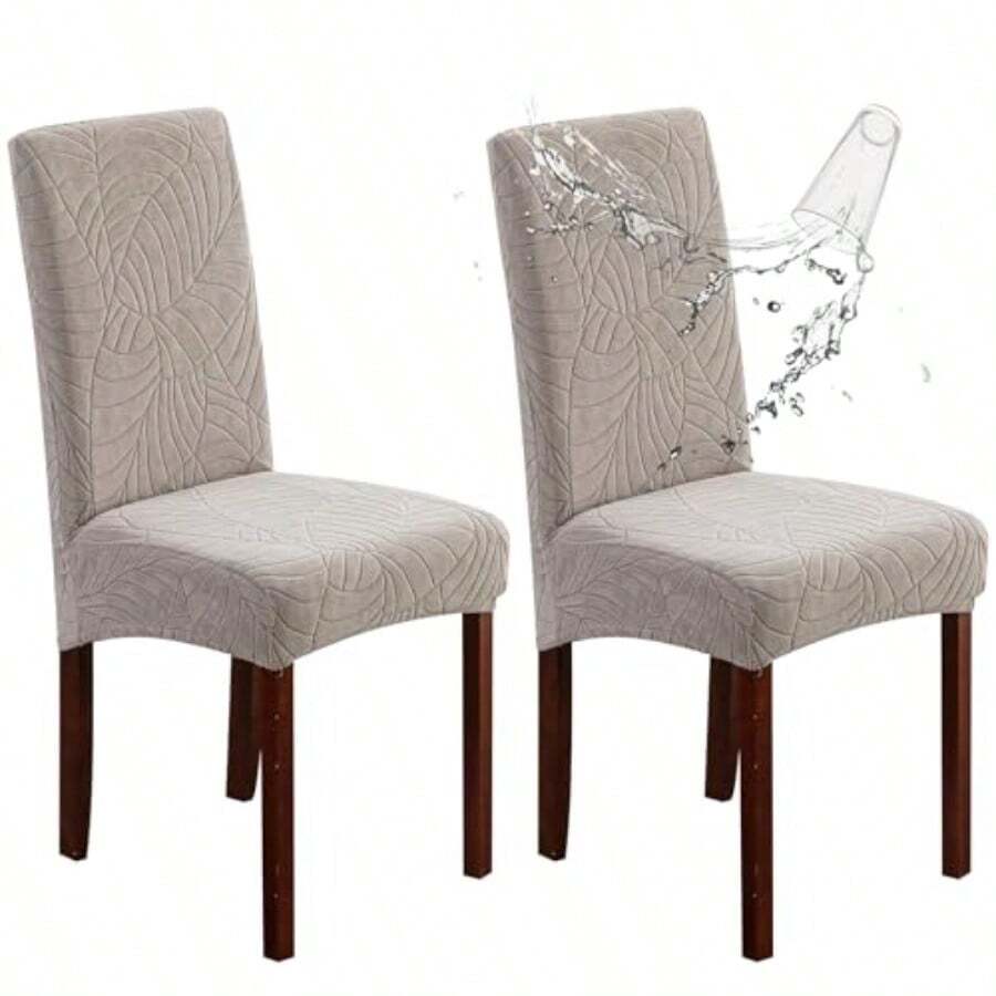 Genina Juego de 2 fundas de silla 100% impermeables para comedor fundas grandes para sillas de comedor protectores elásticos para sillas de cocina para el hogar restaurante tamaño grande hs - Grande-2 piezas - Ver 1