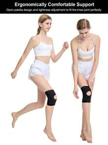可调节交叉绑带和透气网布男女通用护膝，轻便的ACL/半月板保护，适用于跑步、健身和其他活动，有效减轻关节压力。适合女性护膝、跑步装备、健身器材，可作为情人节、妇女节、返校季、父亲节、母亲节等节日的礼物。 - 彩色 - 查看 3