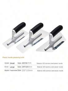 3件套不锈钢塑料手柄混凝土抹刀，适用于墙面抹灰、刮腻子、建筑石膏板工具 - A - 查看 3