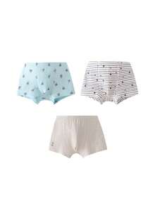 Annil [Cotton] 3-Piece Set Of Boys' Soft And Breathable Cloud-Like Flat-Bottomed Pants For Children, With Good Breathability And Elasticity, Without Covering The Buttocks. - Mixed Colors 01 - View 9