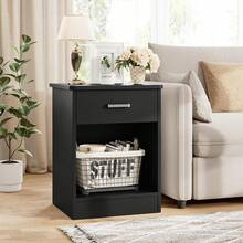 Nightstand, Set Of 2, 2-Tier Side Table With Drawer And Storage Shelf, Bedside Table End Table, Modern Night Stand For Bedroom, Home Office,Black - Black - View 7