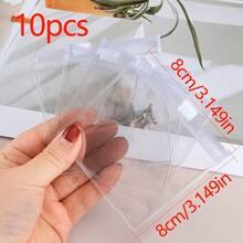 10pcs Reusable Clear Zipper Plastic Bags, Oxidation-Proof, Suitable For Jewelry, Earrings, Bracelets, Gift Packaging - Clear - View 7