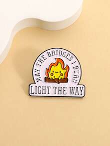 1Pc May The Bridges I Burn Light The Way Enamel Pins Campfire Brooches Lapel Badges Cute Cartoon Jewelry Gift For Friends - Multicolor - View 9