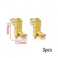 3 Pcs 304 Stainless Steel Boot Pendant Shoe Pendant Plated 18K Gold DIY Bracelet Necklace Bag Pendant Pendant - Multicolor - View 11