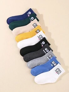 10pairs Children's Cartoon Expression Elastic Sports & Daily Mid-calf Socks - Multicolor - View 7