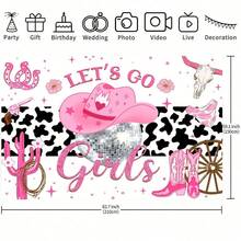 1pc Pink Cowgirl Backdrop Fabric, Suitable For Wedding, Disco Party Decoration, Birthday, Gift, Bachelor Party, Entrance, Garden, Room Decoration, Photography Props - Multicolor - View 4