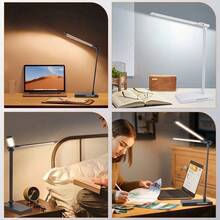 Dual-Head LED Desk Lamp, USB Powered, 5 Lighting Modes & Dimmable, Bedside Lamp, Reading, Crafting, Work, Study - Square Bottom Double Head - View 12