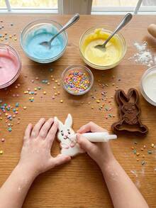 2pcs Easter Cookie Cutters, Rabbit And Egg Shaped Baking Molds, Baking Tools For Easter Holiday Baking - Multicolor - View 4