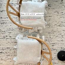 Korean Made Chair Pad 17.5'x 17.5' Slipcover Chair Cushion Cover Ties With Ruffle Farmhouse Decor Covers Only, Gift For Mom (Solid Beige) - 售米色 - 查看 8