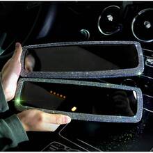 Espejo retrovisor con cristales de Bling Rhinestone, espejo retrovisor de ángulo amplio de alta definición con clip, accesorio decorativo para automóvil con cristales brillantes incrustados, solo para mujeres, accesorio de espejo retrovisor de automóvil, adorno colgante para automóvil - Espejo retrovisor brillante - Ver 3