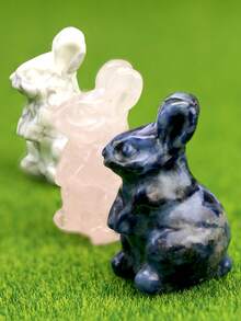 Rabbit Natural Crystals Carving,Creative Animal Home Decoration/Easter Special Gift Ornament, Very Good Natural Decoration,Room Decor - Color - View 5