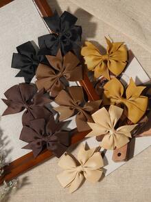 10 buah Jepit Rambut Pita Vintage, Serbaguna untuk Kembali ke Sekolah/Sehari-hari, Pilihan Hadiah yang Bagus untuk Liburan - Coklat - View 4