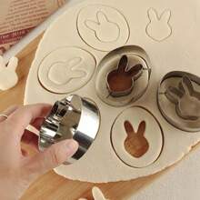 2pcs Reversible Easter Cookie Cutters, Easter Egg Cookie Cutter, Sandwich Cookie Mold, Rabbit & Chick Shaped, Stainless Steel Cookie Molds, New Easter Egg Sandwich Cookie Mold, Dual-Sided Cutter, Icing Cookie Cutter, Baking Tool - Silver - View 7