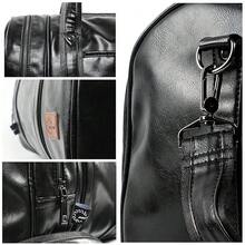 Leather Travel Bag With Shoe Pouch, Waterproof Weekender Overnight Bag, Carry On Duffel Bag For Men Women-Black - 黑色 - 查看 8