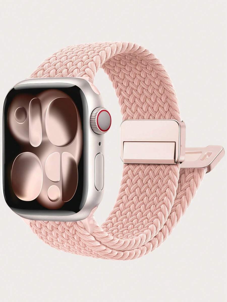 升级款磁吸编织弹力表带，带磁吸表扣，兼容 表带 38mm 40mm 41mm 42mm 44mm 45mm 46mm 49mm 男女款，柔软尼龙运动单圈表带，兼容 Series 11 10 9 8 7 6 5 4 3 Ultra 3 2 1 SE