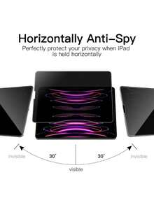 1pc Privacy Screen Protector Compatible With Ipad Pro/Air/Mini (7.9-12.9 Inch): Left And Right Privacy Protection, Suitable For Office, Commuting And Public Places Browsing (Anti-Fingerprint Coating, Cleaning Kit And Compatible With Phone Case Edges). Essential Screen Protector For Daily Use, Office, Home Tablet Screen Protection, Waterproof, Shockproof, Anti-Fall, Anti-Scratch. - Black - View 8