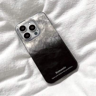 1pc Fashionable Minimalist Ombre Glacier Black Foil Texture Phone Case - Compatible With IPhone 17 Air, 16, 15, 14, 13, 12, 11 Pro Max Plus