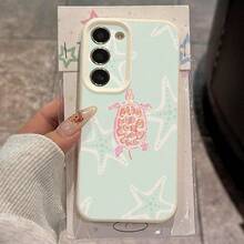 1pc TPU Phone Case With Pink Turtle & Starfish Pattern, Compatible Compatible With Samsung A15/A14/A13/A12/S24/S23/S22/S21/S20/S10/A72/A73/A71/A50/A53/A52/A32/A31/A05S - White - View 2