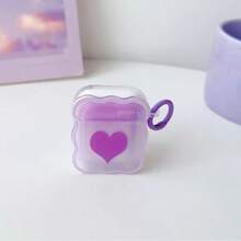 Purple Ombre Heart Background Protective Case Compatible With Apple Wireless Charging Case, Scratch-Resistant And Shockproof - Lilac Purple - View 10