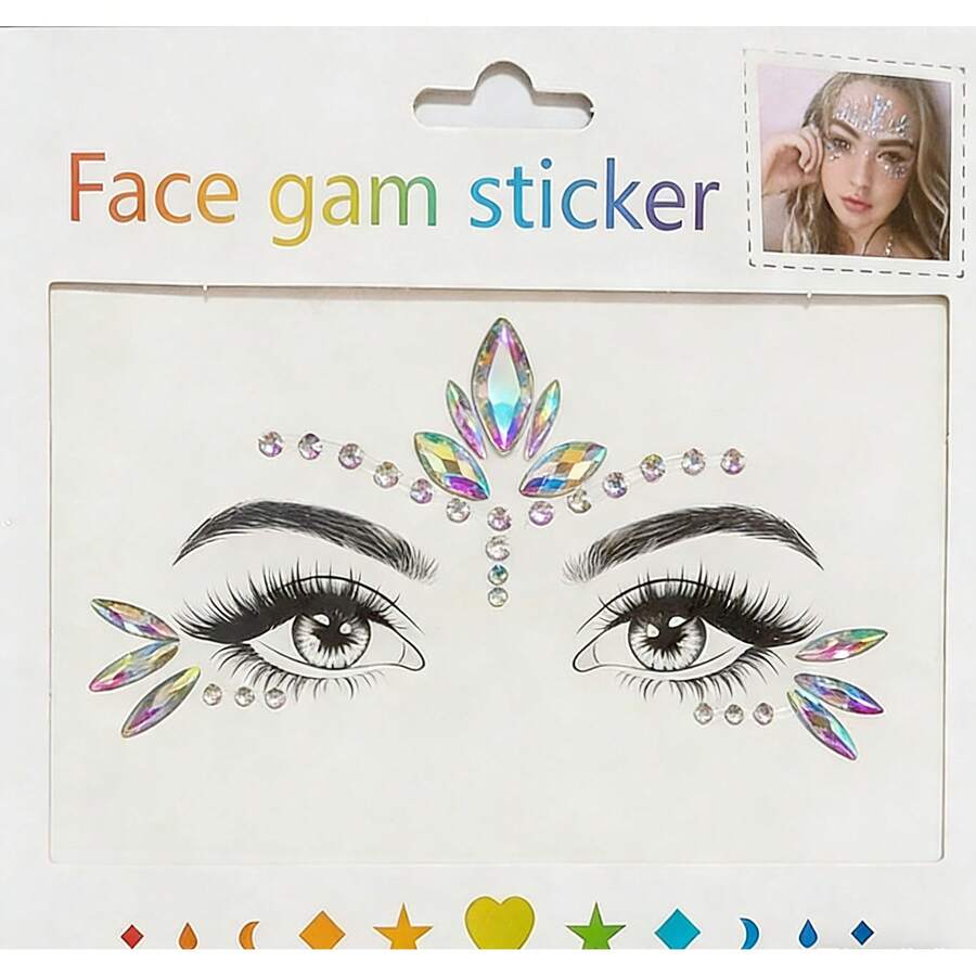 [1PC Festival Face Gems]Glitter Rhinestone Face Stickers For Music Festivals - Seven Colors - View 1