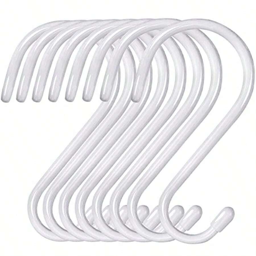 iGift - Paquete de 8 gancos bls de 6 pulgadas reentes con revestimiento de goideizante para colgar jeans plantas bolsos ropa ollas tazas toallas - Blanco - Ver 1