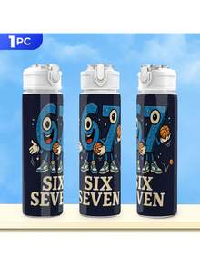 1个67盎司塑料篮球造型水瓶，卡通印花设计，带翻盖，可重复使用，轻便，防漏，适合旅行、跑步，是生日、圣诞节、万圣节、感恩节的理想礼物。 - 彩色 - 查看 4