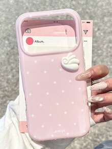 Cute Angel Wings Polka Dot Soft Phone Case Compatible With IPhone 17 Pro Max, 17 Pro, 17, 16 Pro Max, 16 Pro, 16, 15 Pro Max, 15 Pro, 15, 14 Pro Max, 14, 13, 12 Pro Max, 11, White Minimalist Y2K Girl Phone Cover - Pink Polka Dot Wings - View 4