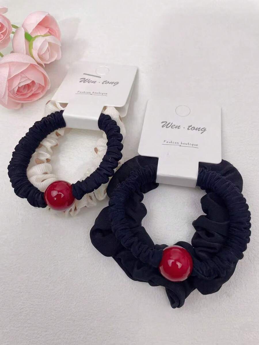 2 卡（4 个）玫瑰花休闲涤纶纤维大号发爪夹，亚克力发爪，发圈，发爪，彩色发饰，时尚 - 彩色 - 查看 1