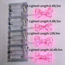 2m 20 LEDs, 3m 30 LEDs, 4m 40 LEDs, 5m 50 LEDs AA Battery Powered Fairy Lights, Suitable For Wedding, Holiday, Bedroom, Party, Ambiance, Bedside, Room, Decorative Lighting - Pink - View 4