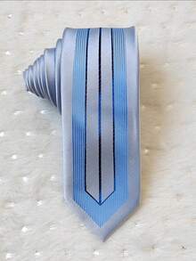 Men's Slim 3D Tie With Glitter, Slim (6cm), Casual Fabric. - Celeste - Ver 1