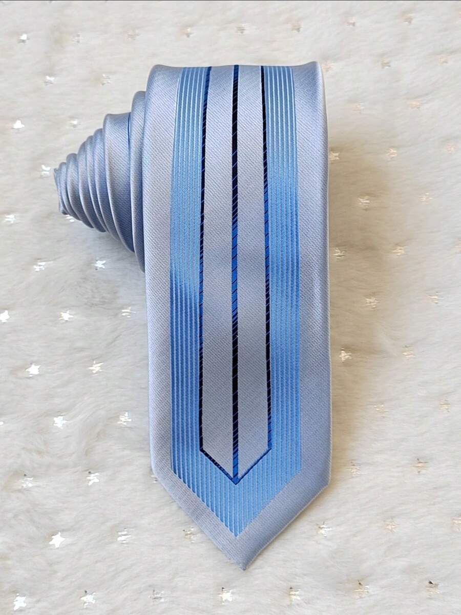 Men's Slim 3D Tie With Glitter, Slim (6cm), Casual Fabric. - Celeste - Ver 1