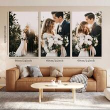 3pcs Personalized Photo Canvas Wall Art Set With Pine Wood Frame - Custom Family Photo Prints, Framed Canvas For Living Room, Bedroom, Home Office - Ideal Gift For Birthday, Anniversary, Christmas - Customizable Size & Easy Hanging - Pine Wood Frame & Fade-Resistant Ink - Family Portrait, Wedding, Memorabilia Gift Set, Picture Wall Decor, Canvas Wall Art, Room Decor, Wall Decoration - Multicolor - View 5