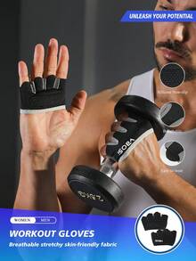 VBOSI 1 Pair Women Men Four-Finger Workout Gloves For Fitness, Weightlifting & Training - Multicolor - View 1