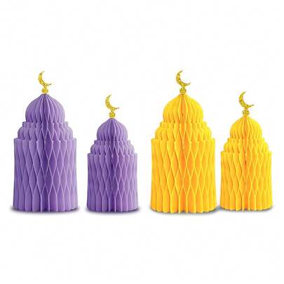 2ชิ้น ของตกแต่งงานปาร์ตี้เดือนรอมฎอน รังผึ้งรอมฎอน ของตกแต่งกลางโต๊ะ Eid Mubarak ของตกแต่งโต๊ะอิสลามสำหรับงานปาร์ตี้ที่บ้านและที่ทำงาน