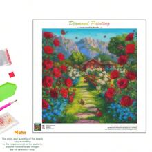 1pc Full Round Diamond Painting Garden Bungalow Kits Art Cross Stitch Embroidery Handicraft Landscape Gift 40x40cm Frameless - Multicolor - View 9