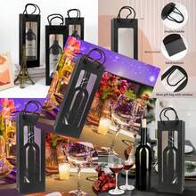 Paquete de 20 Bolsas de Regalo para Vino Cyblinia con Ventana Transparente de 14.2 x 4.9 x 3.4 Pulgadas, para Bodas, San Valentín, Cumpleaños y Fiestas - Negro998 - Ver 3