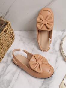 1 Pair Girls' PU Soft Bottom Breathable Closed Toe Flat Sandals, Spring/Summer - Brown - View 7