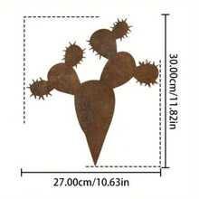 1 Piece Of Rusty Colored Iron Cactus Ground Inserted With Rusty Colored Iron Garden Decoration, Courtyard Flowerpot, Grassland, This Decorative Ground - Cactus - View 4