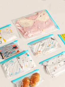 90入可重複使用密封食物儲存袋 (10大 + 15中 + 20小)，加厚冷凍袋，可微波，藍色，適用於長期食物保存與整理，透明PE拉鍊袋 - 彩色 - 查看 5