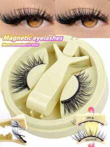 MAGEFY 1 Set magnetische Wimpern mit Applikator, kein Kleber & kein Make-up Entferner nötig, natürliche vernetzte Full Lash Extension, weich & tragbar, Augen Schönheit verbessern, leicht & nicht reizend, wiederverwendbar täglich, Katzenaugen & 3D Kunstmink Wimpern, elegantes Geschenk, Essentials für Sommerreisen, Strandurlaub, Camping - Natürliche Wimpern - Übersicht 2